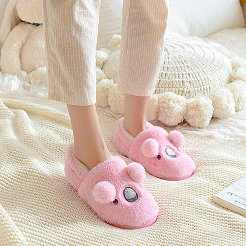 Women's Cute Thick Bottom Non-slip Plush Cotton Slippers